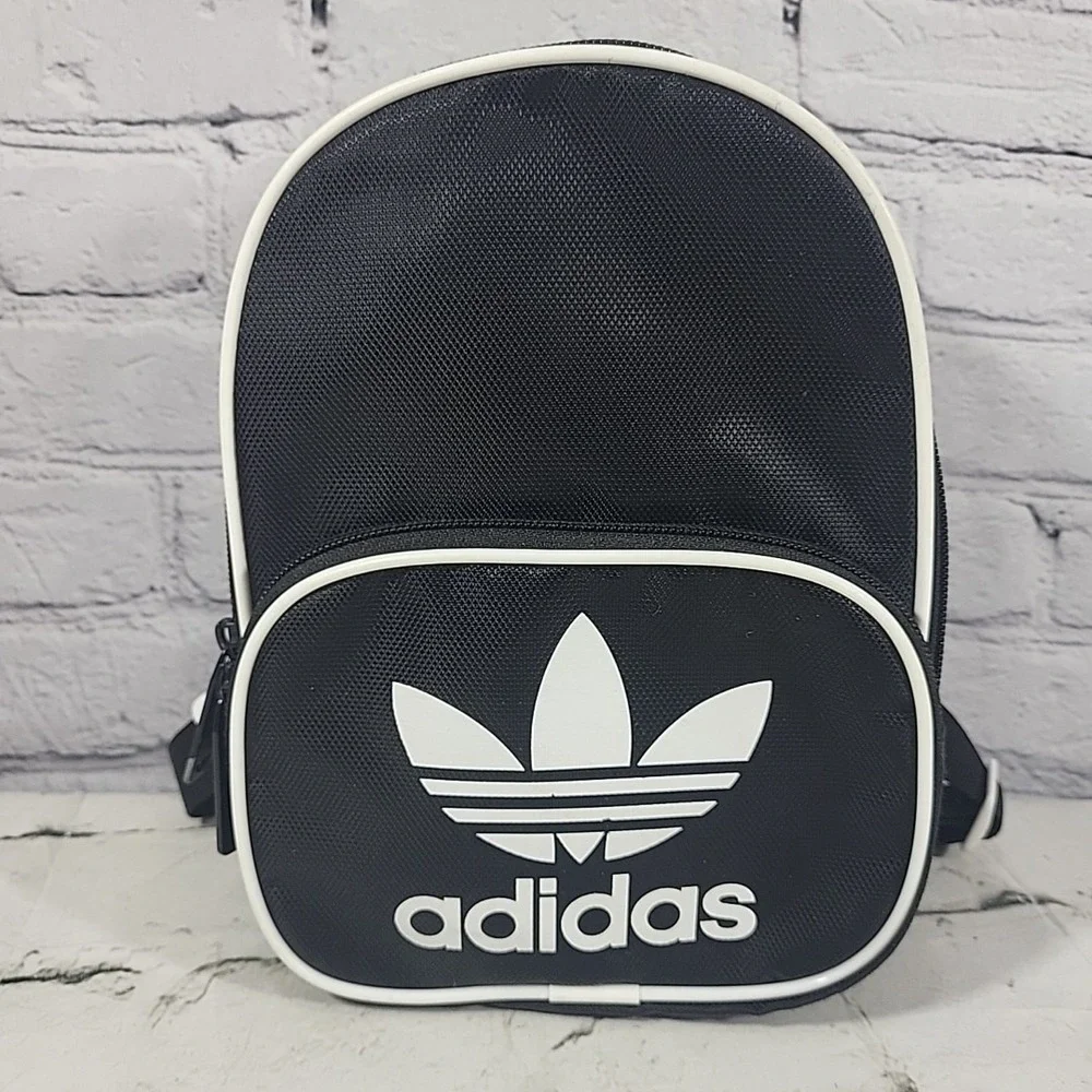 Adidas Originals Santiago Black White Mini Backpack Makeup Travel Trefoil Logo